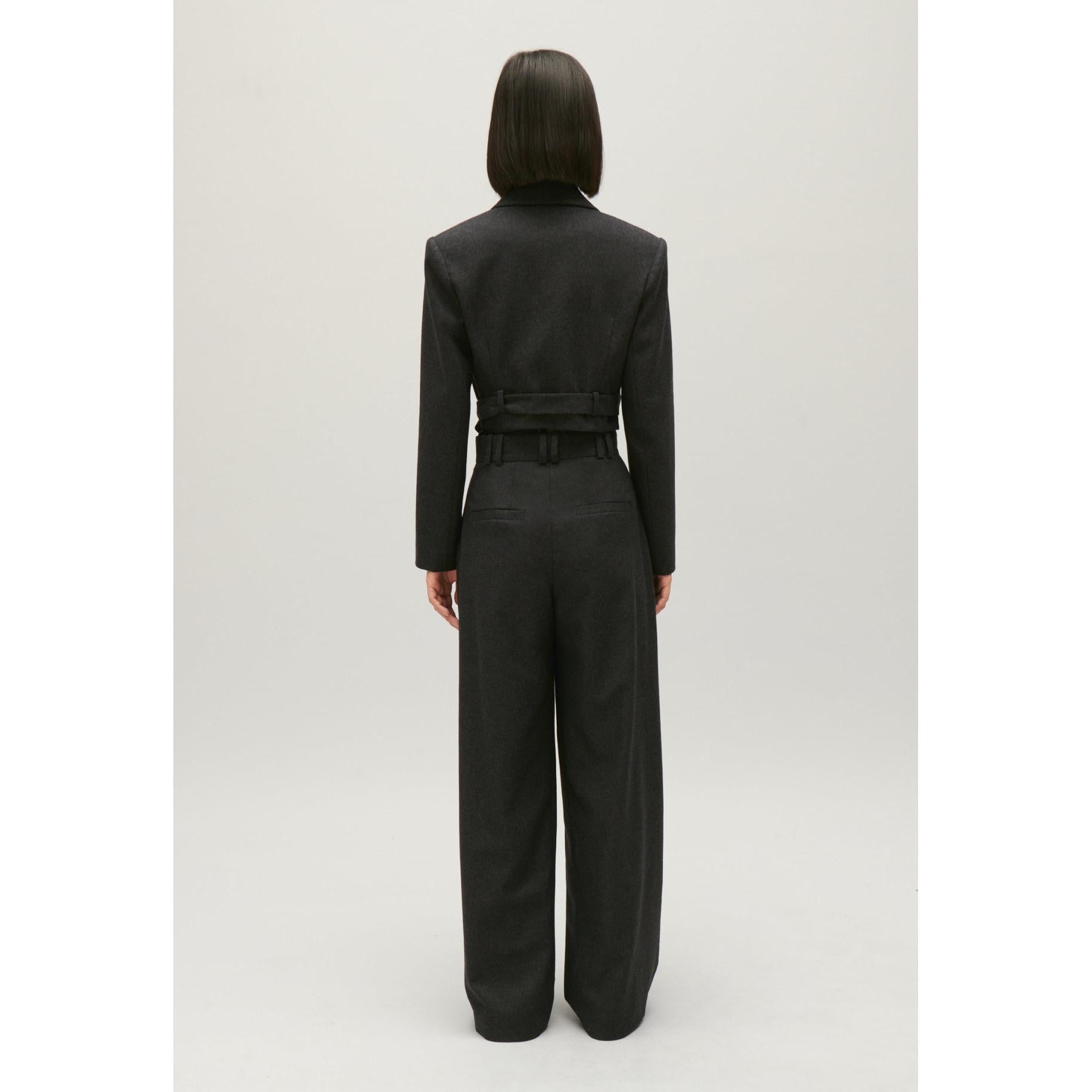 Chaqueta de Traje Corta Gris Jaspeado