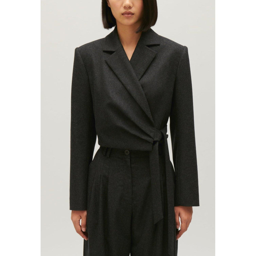 Chaqueta de Traje Corta Gris Jaspeado
