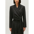 Chaqueta de Traje Corta Gris Jaspeado