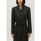 Chaqueta de Traje Corta Gris Jaspeado