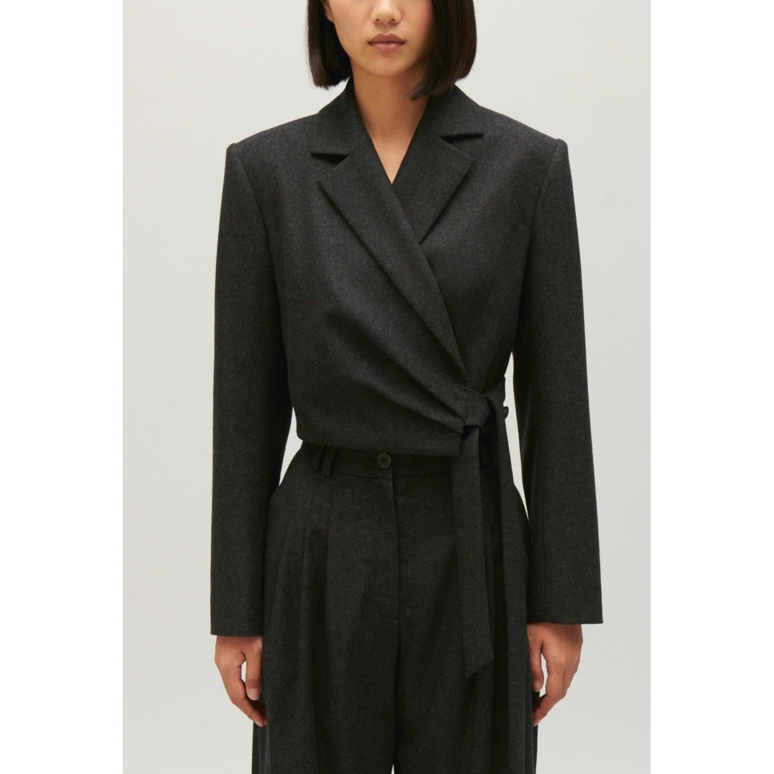Chaqueta de Traje Corta Gris Jaspeado