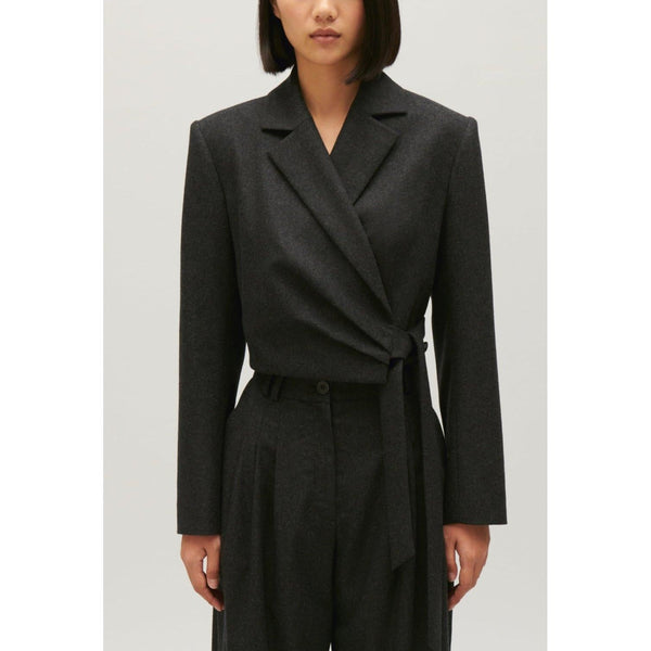 Claudie Pierlot - Chaqueta de Traje Corta Gris Jaspeado