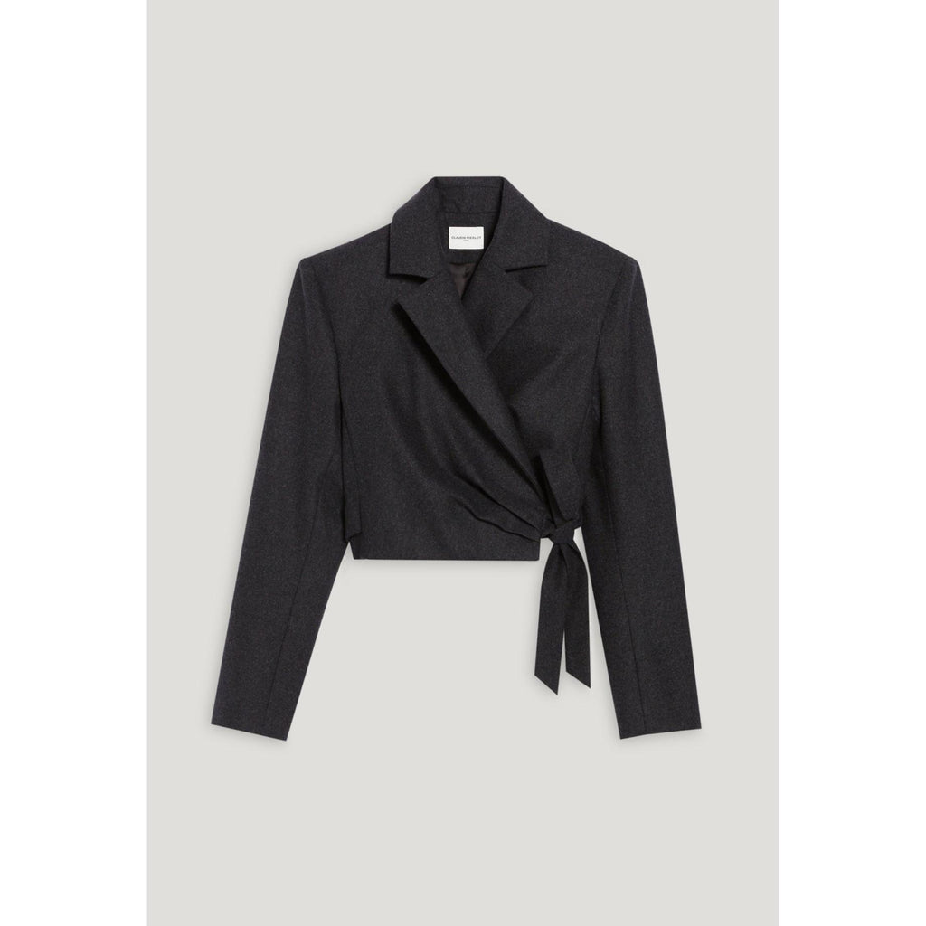 Chaqueta de Traje Corta Gris Jaspeado
