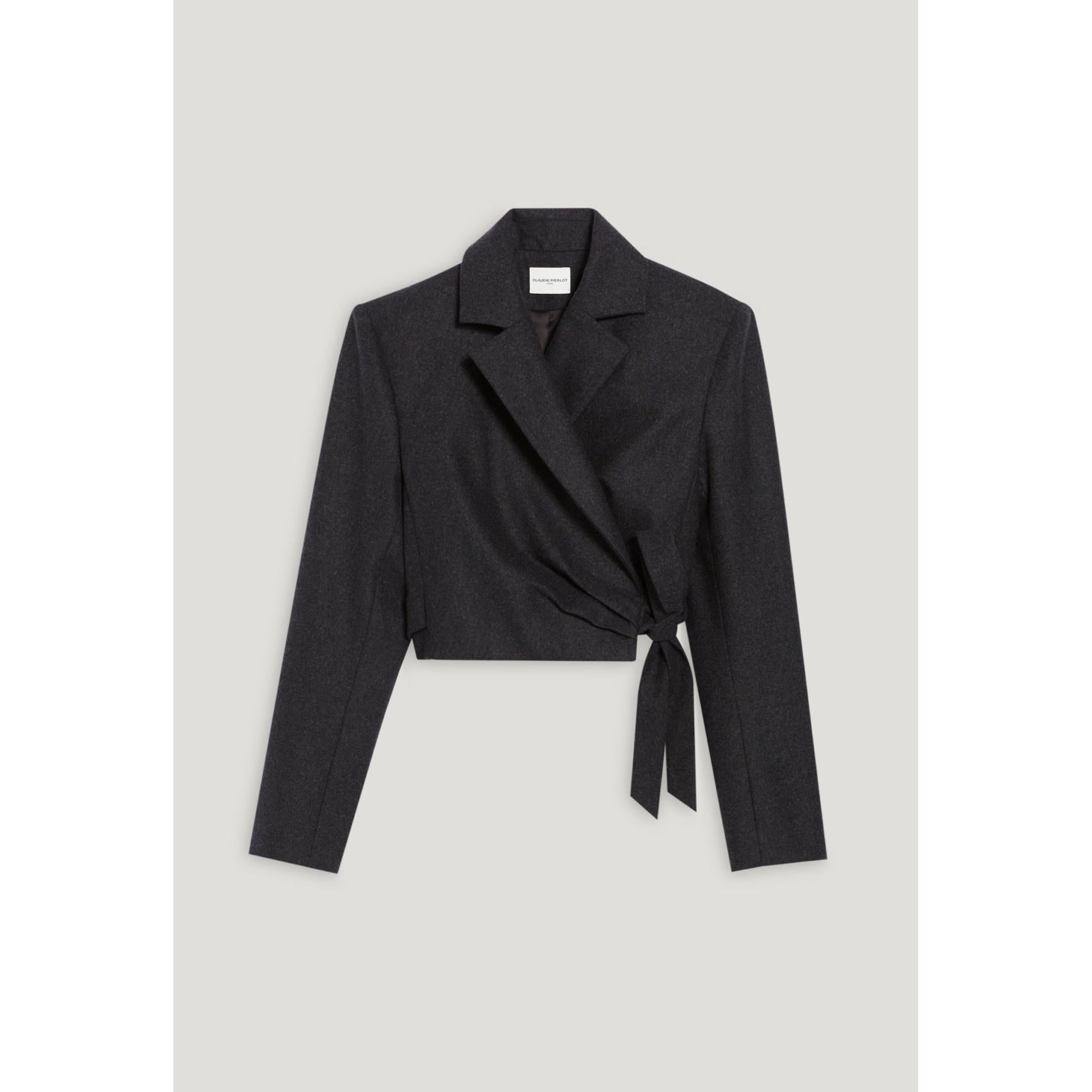 Chaqueta de Traje Corta Gris Jaspeado