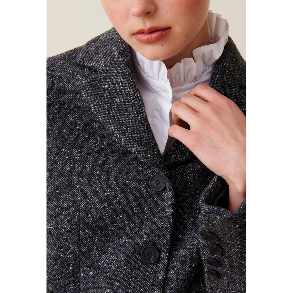 Claudie Pierlot - Chaqueta Tweed Gris de Lana Mezclada