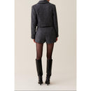 Veste Tweed Gris Laine Mélangée