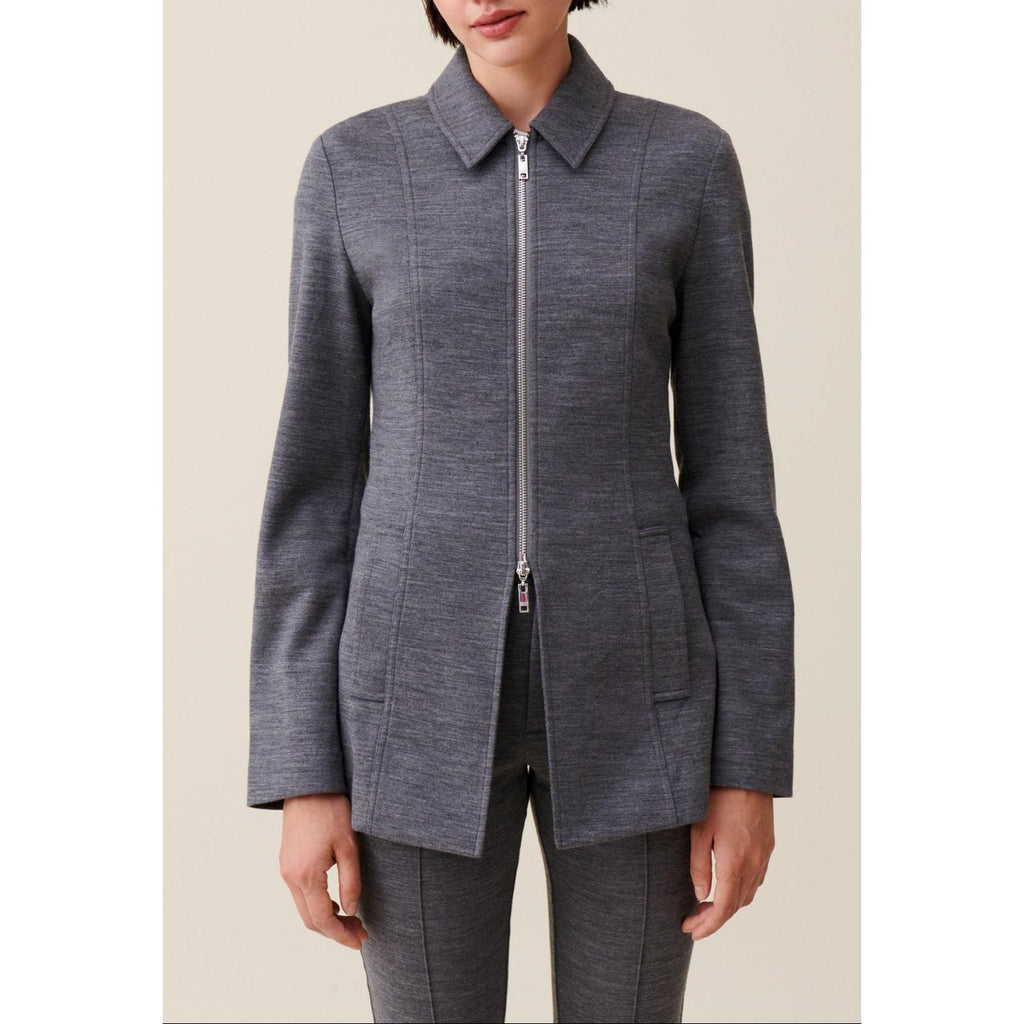 Veste Cintrée Zippée Grise