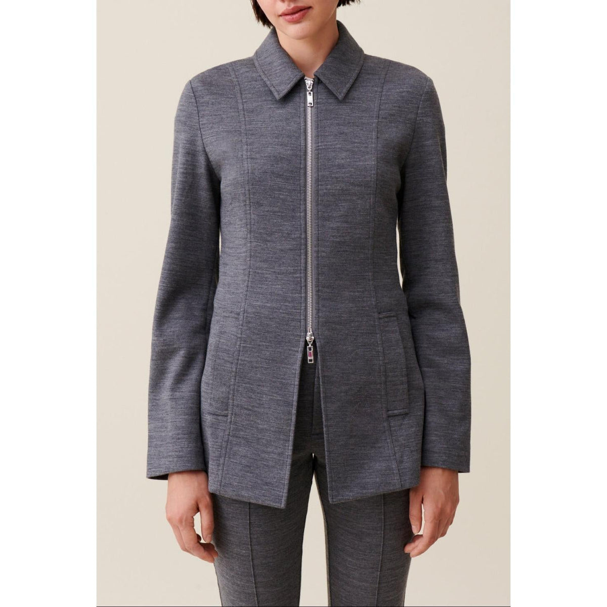 Claudie Pierlot - Chaqueta Entallada Con Cremallera Gris