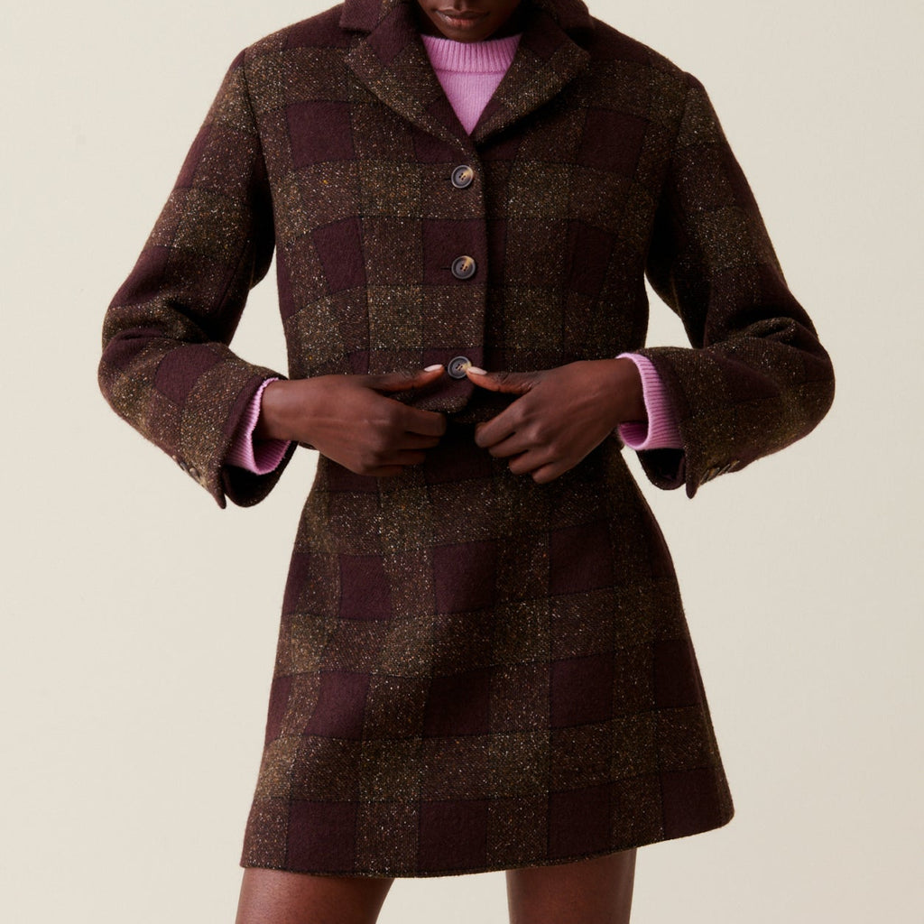 Veste Courte Carreaux Boutonnée