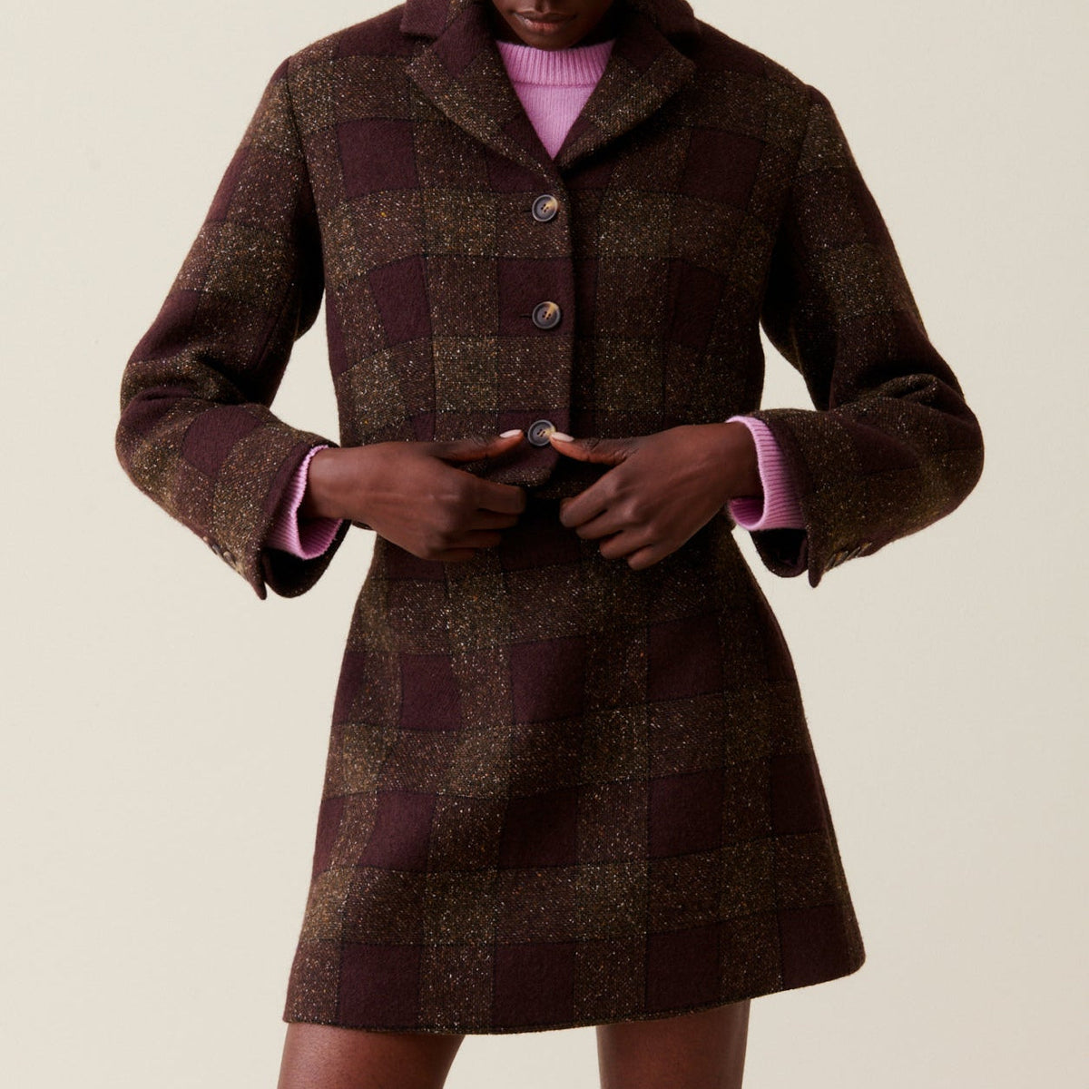 Claudie Pierlot - Veste Courte Carreaux Boutonnée