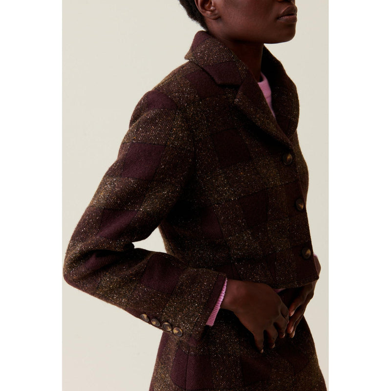 Veste Courte Carreaux Boutonnée