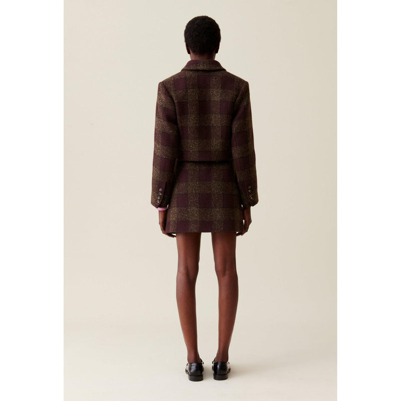 Veste Courte Carreaux Boutonnée