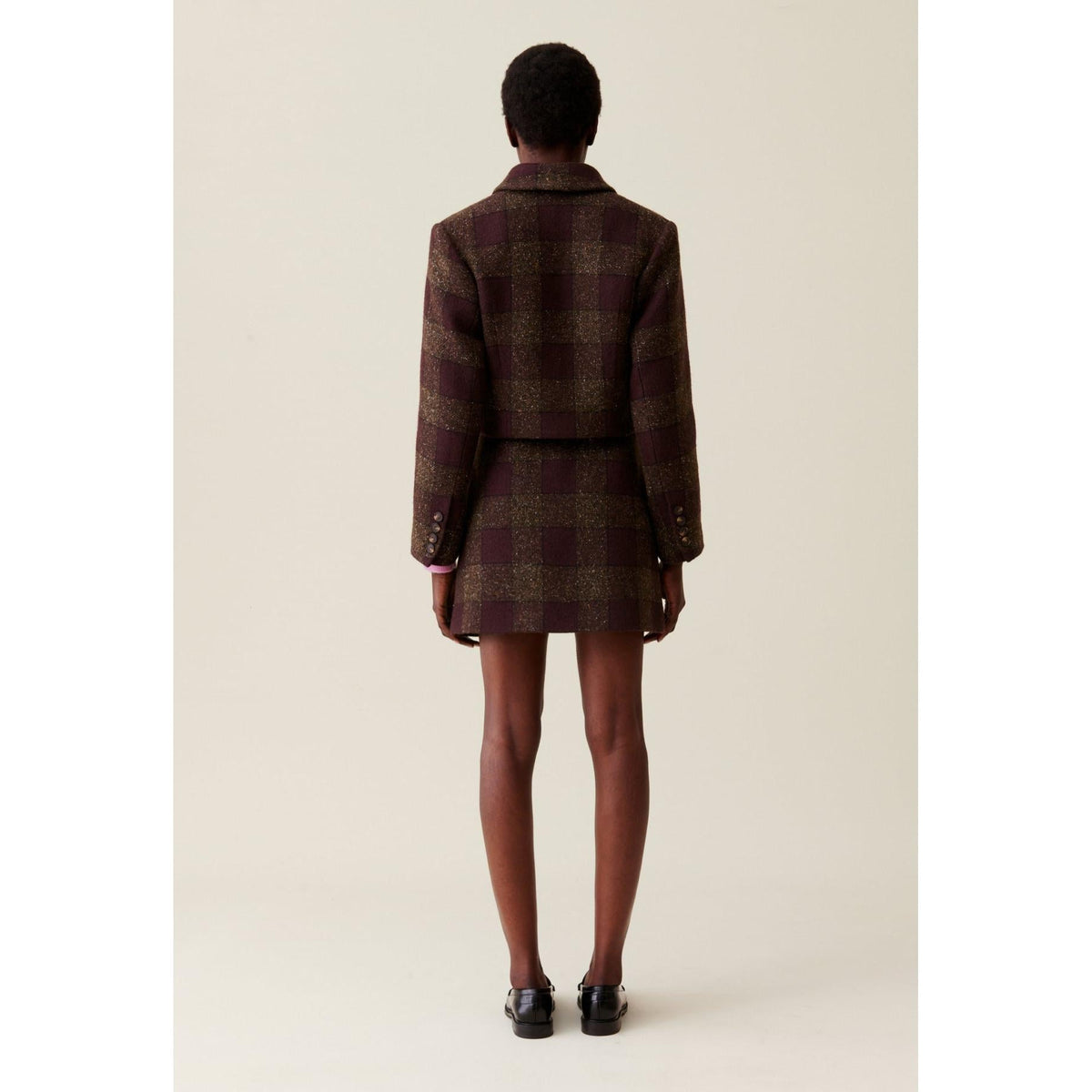 Claudie Pierlot - Veste Courte Carreaux Boutonnée