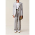 Veste Tailleur Gris Laine Mélangée