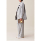 Veste Tailleur Gris Laine Mélangée