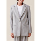 Veste Tailleur Gris Laine Mélangée