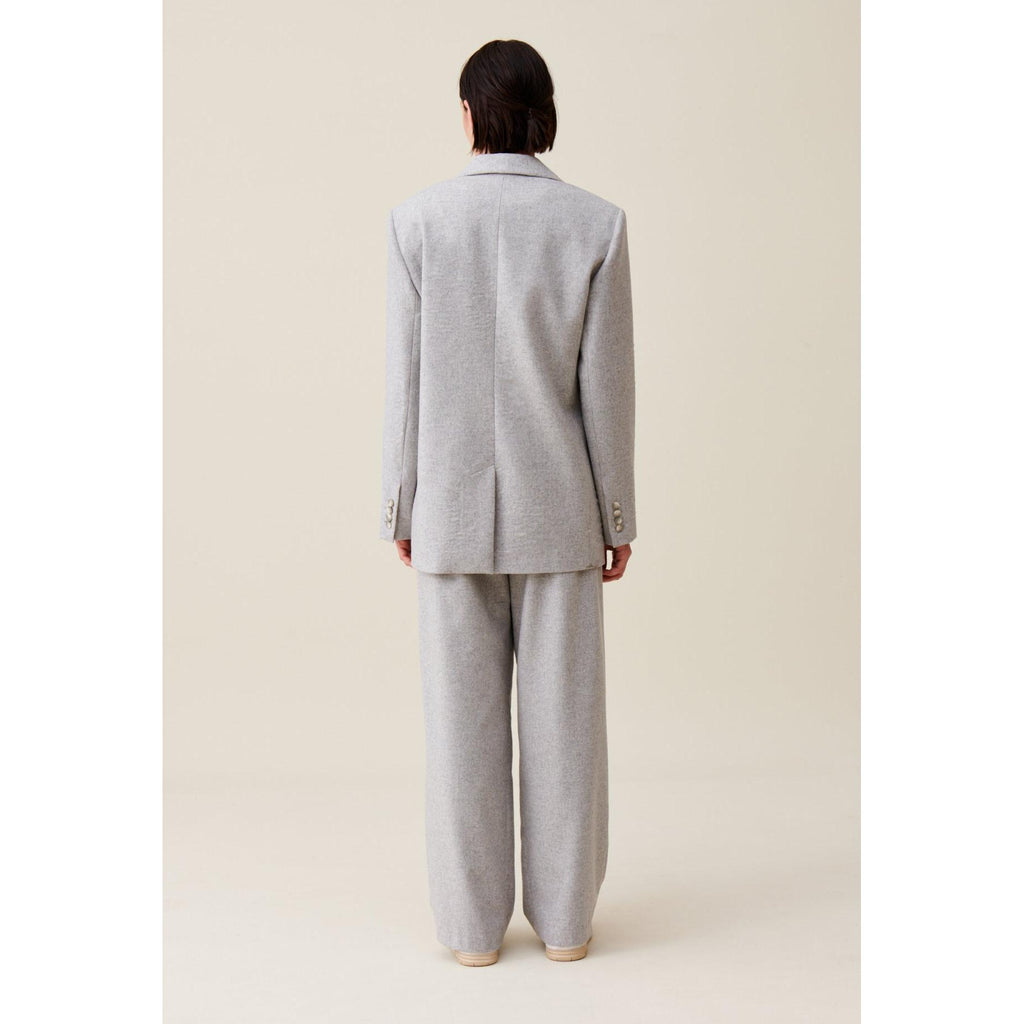 Veste Tailleur Gris Laine Mélangée