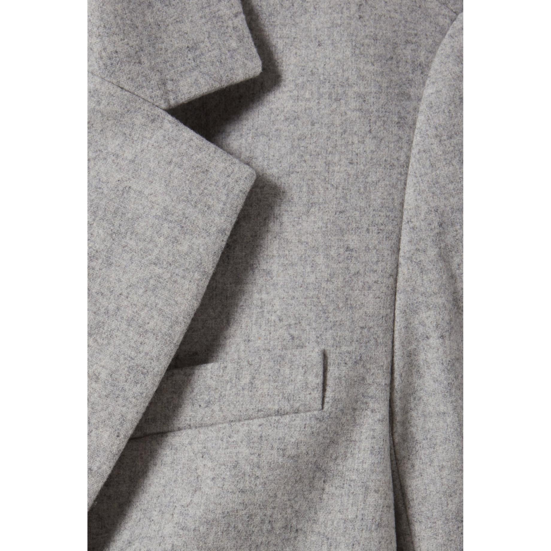 Veste Tailleur Gris Laine Mélangée