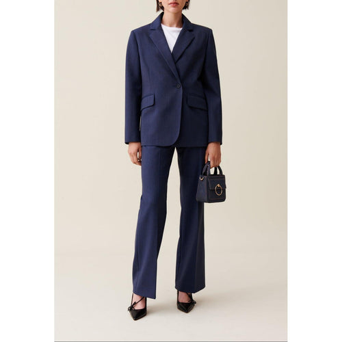 Chaqueta de traje cruzada azul marino
