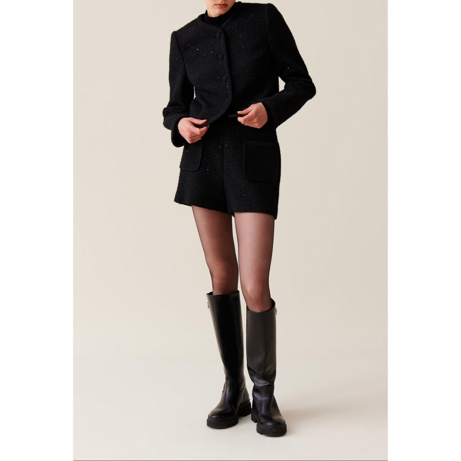 Claudie Pierlot - Black Straight Tweed Jacket