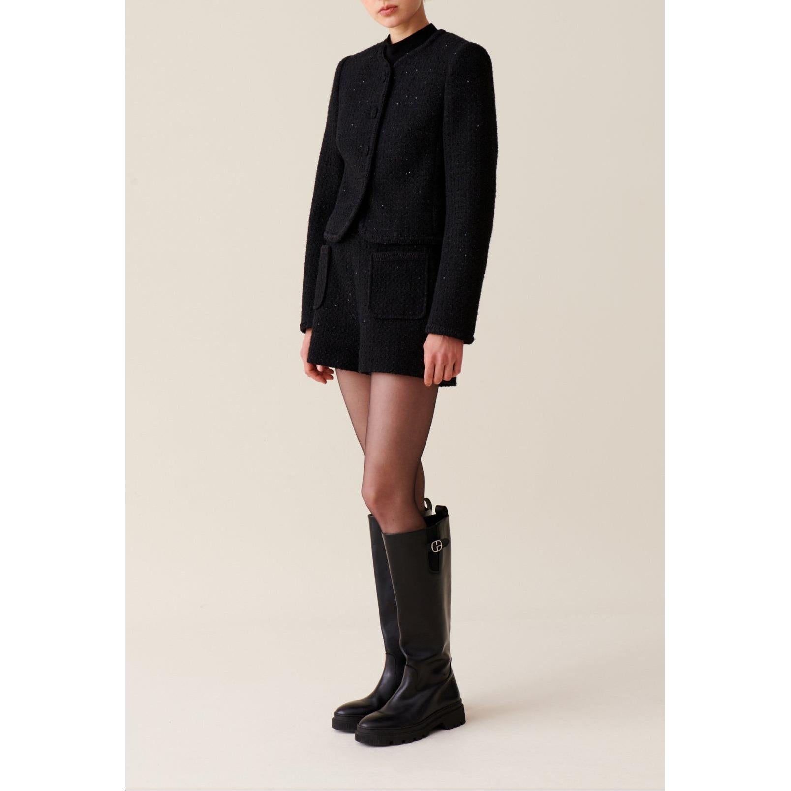 Claudie Pierlot - Black Straight Tweed Jacket