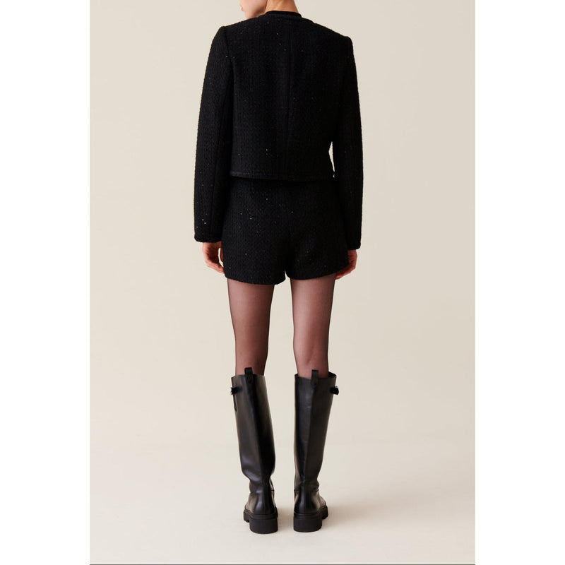 Veste Droite Noire Tweed