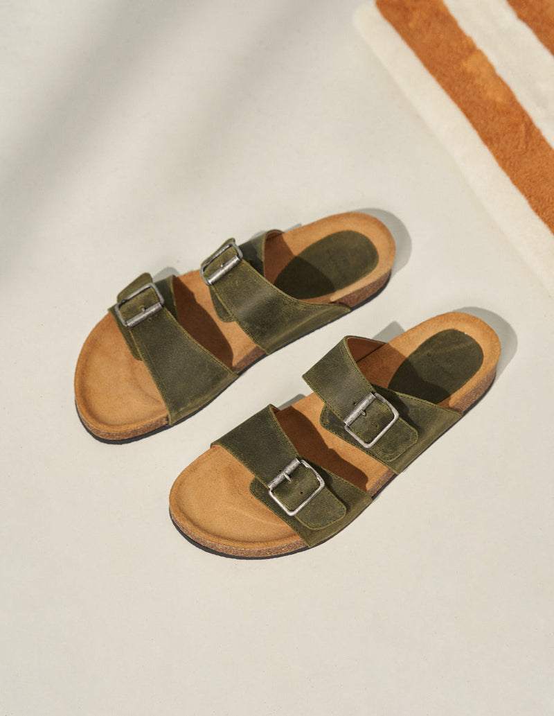 sandals Clément - Water-repellent Khaki Suede