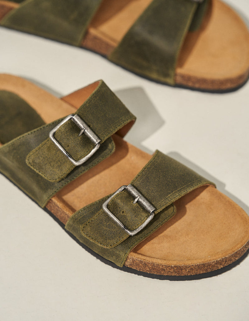 sandals Clément - Water-repellent Khaki Suede