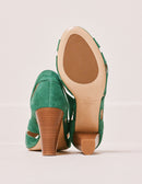 Clementine H Heeled Sandals - Green Suede