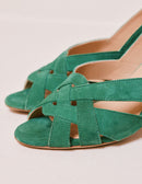 Clementine H Heeled Sandals - Green Suede