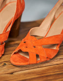 Clementine H Heeled Sandals - Orange Suede