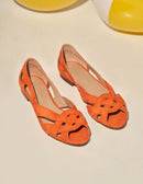 Clementine Flat Sandals - Orange Suede