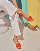 Clementine Flat Sandals - Orange Suede