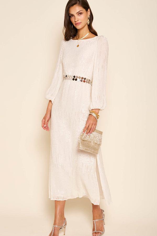 Vestido de lentejuelas marfil Coco