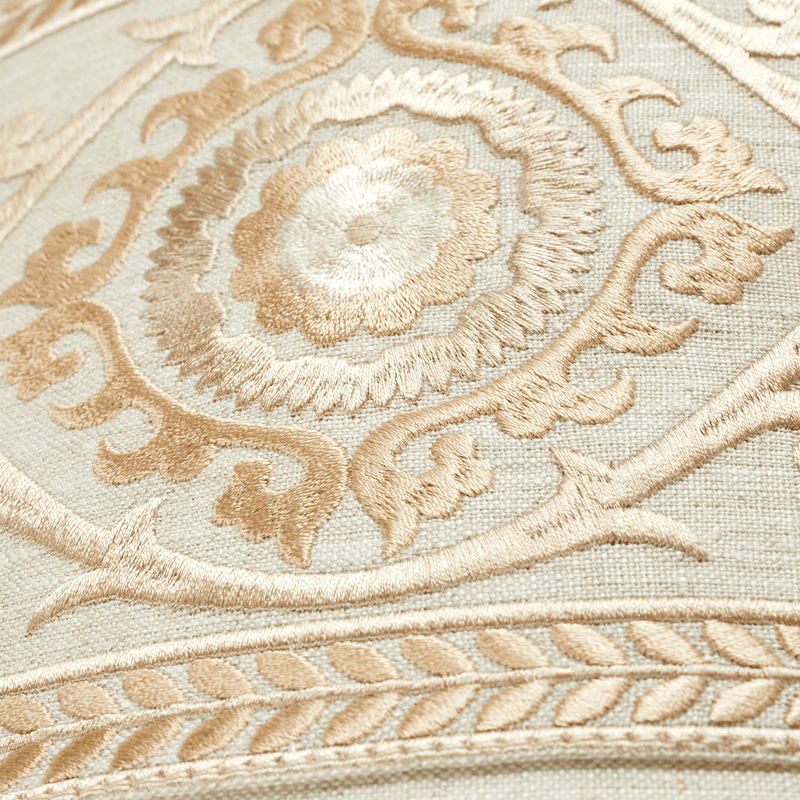 Cushion - Sky Cocoon - Natural Linen - Suzani Champagne