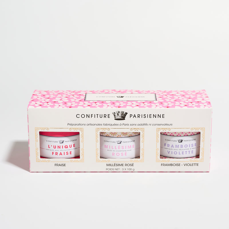 Coffret 3x100g Fleuri (Fraise - Framboise Violette - Millésimé Rosé)