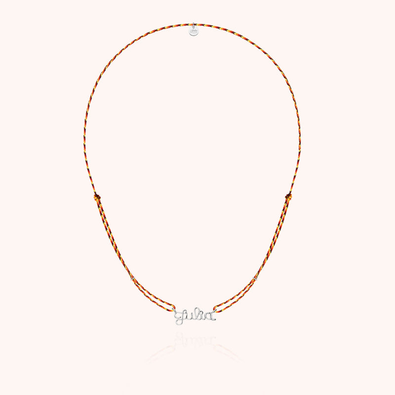 Collier Cordon Slim Knot Personnalisé — détail du fil métallique, argent sterling 925