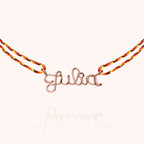 Collier Cordon Slim Knot Personnalisé porté au cou — or rose laminé expédition rapide et sécurisée