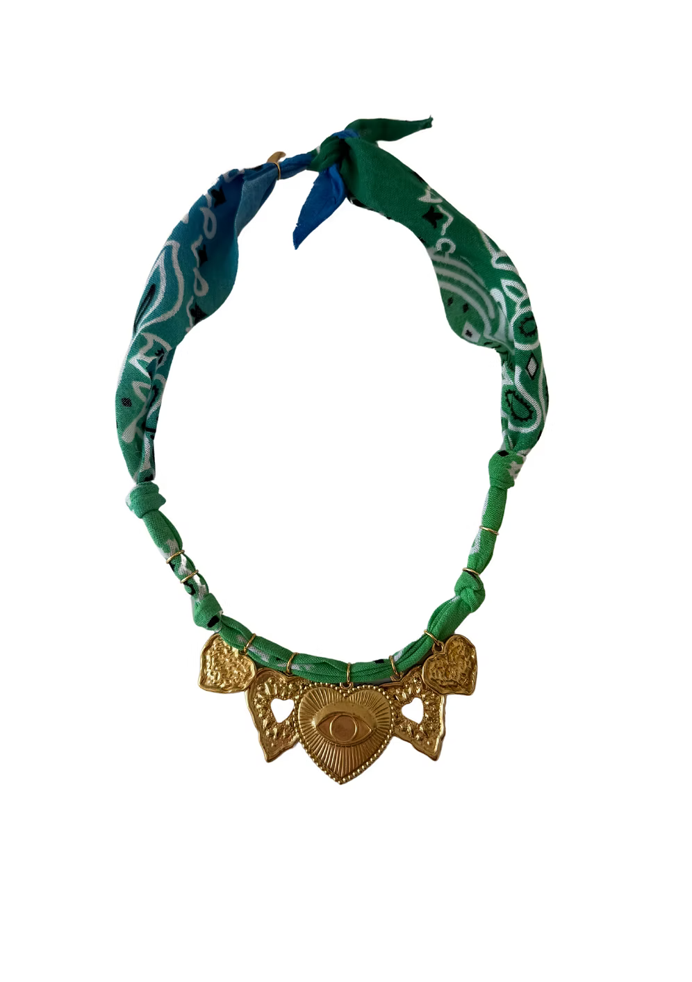 Collier One Love Big Multi Cœurs Bleu/Vert