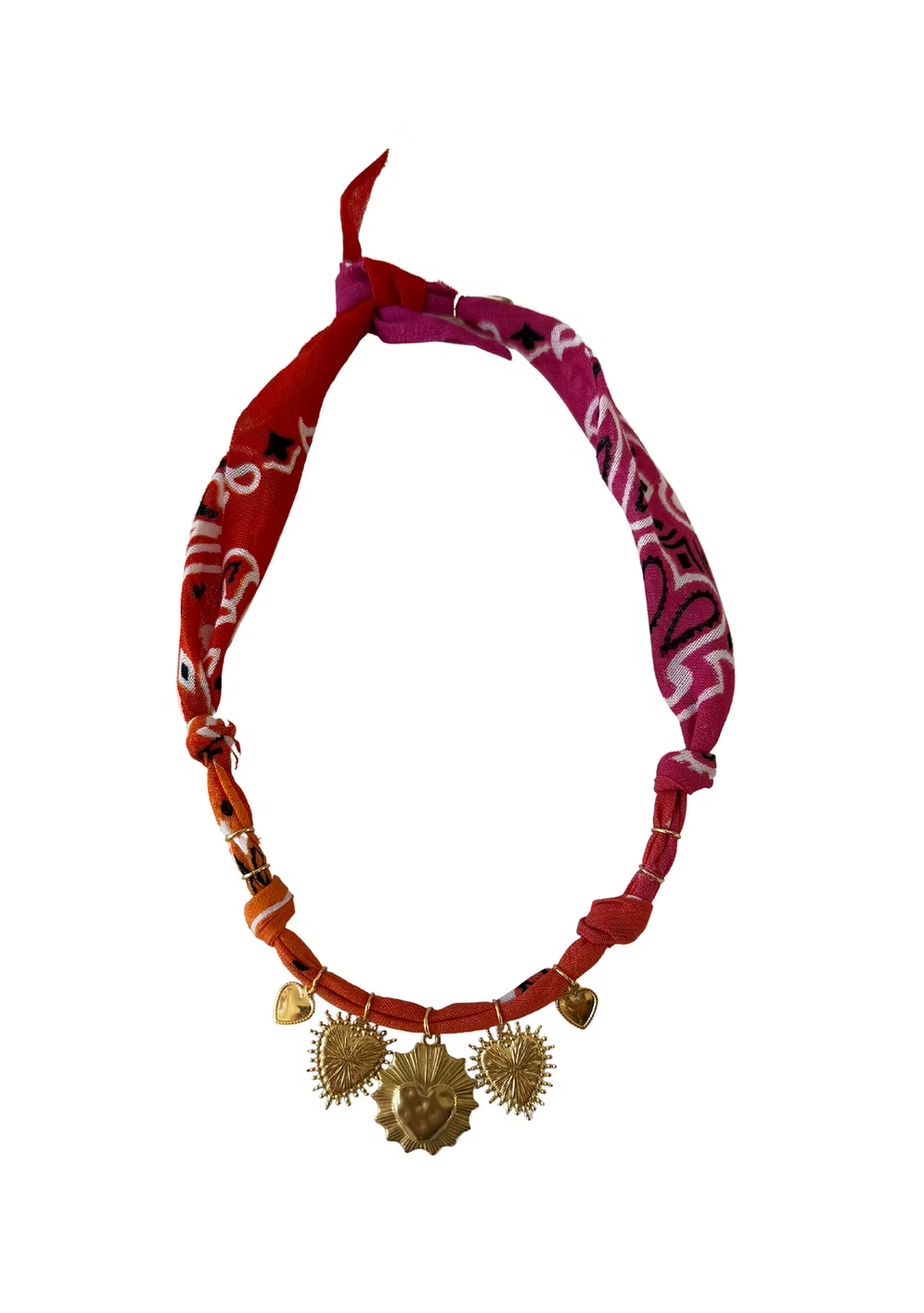 Collier One Love Multi Cœurs Orange/Cyclamen