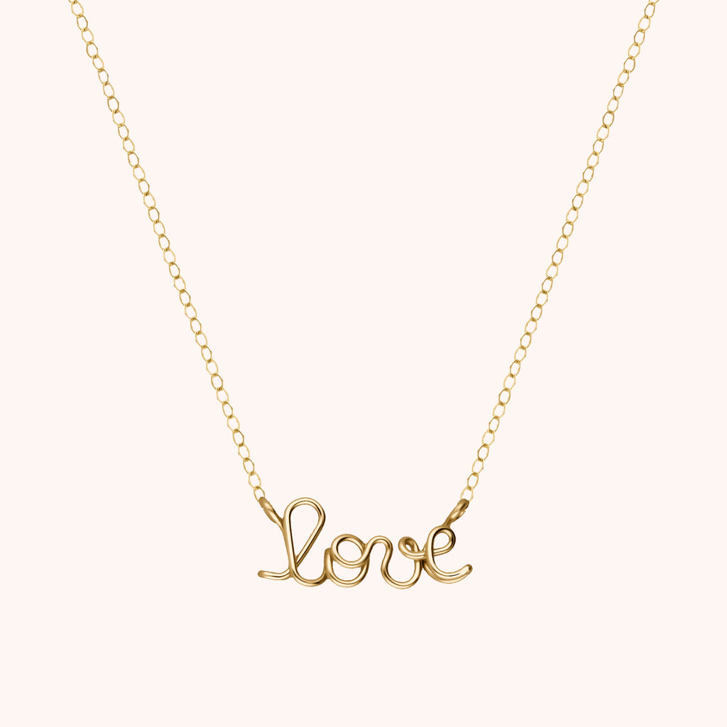 Collier Richelieu Love en or jaune laminé — bijou artisanal fait main