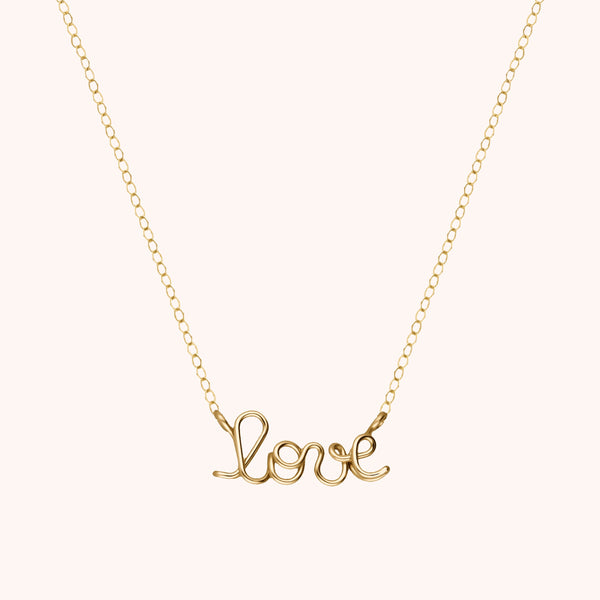 Collier Richelieu Love en or jaune laminé — bijou artisanal fait main
