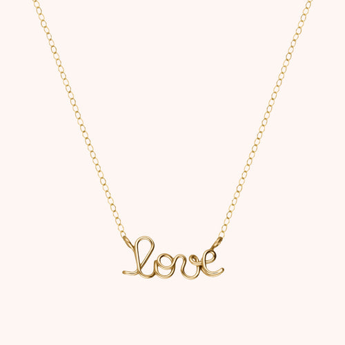 Collier Richelieu Love en or jaune laminé — bijou artisanal fait main