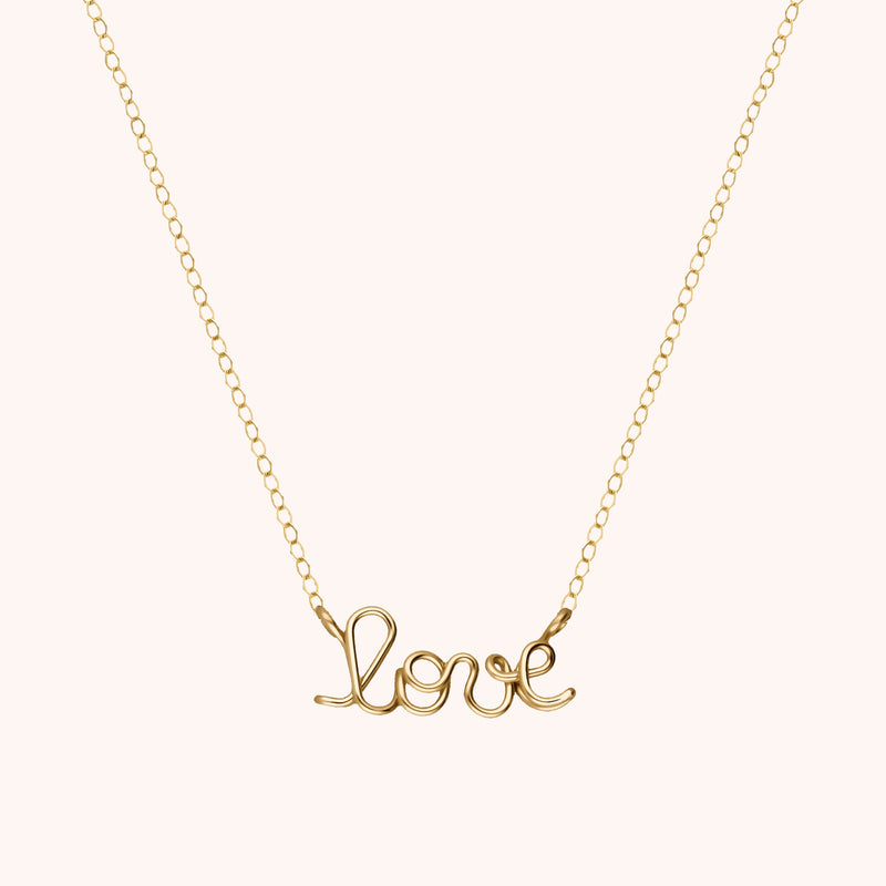Collier Richelieu Love en or jaune laminé — bijou artisanal fait main