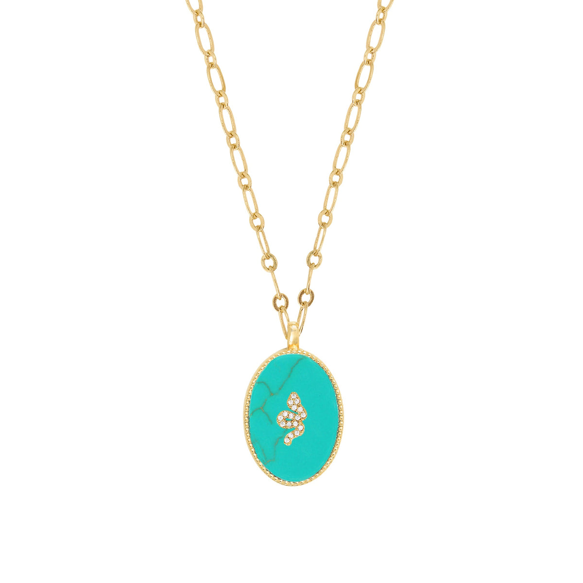 Collier Salomé Billes Turquoise Serpent - Or & Turquoise