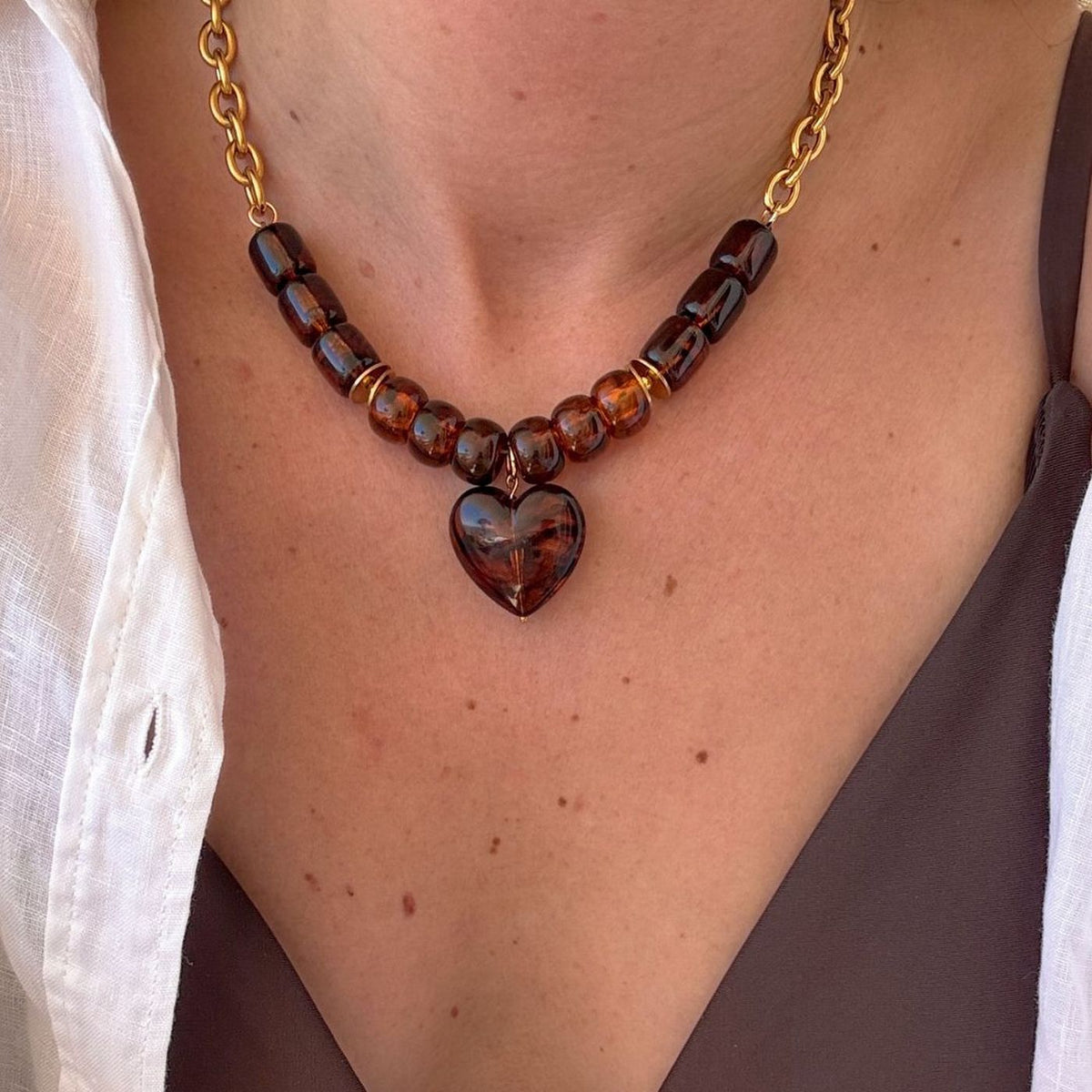 Collier Isla - Marron