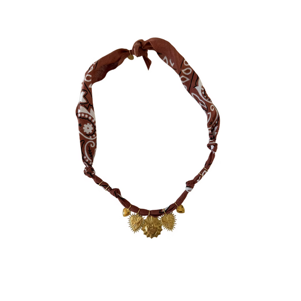 Collier One Love Multi Cœurs Marron Glacé