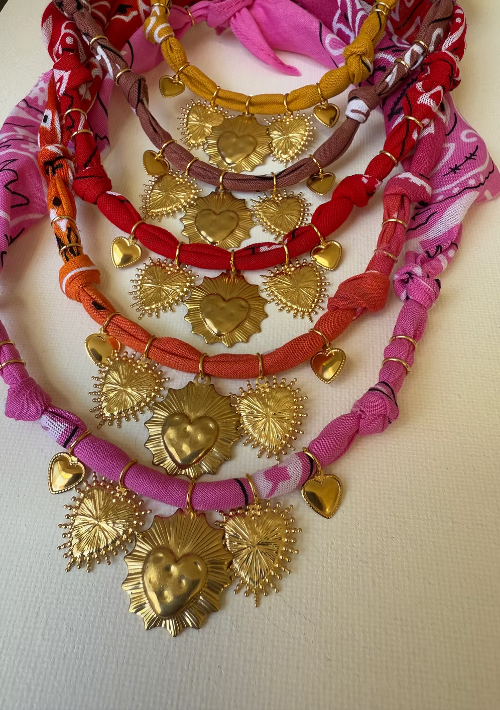 Collier One Love Multi Cœurs Rose