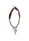 Collier Poetic Blush Perles Et Plume Marron Glacé