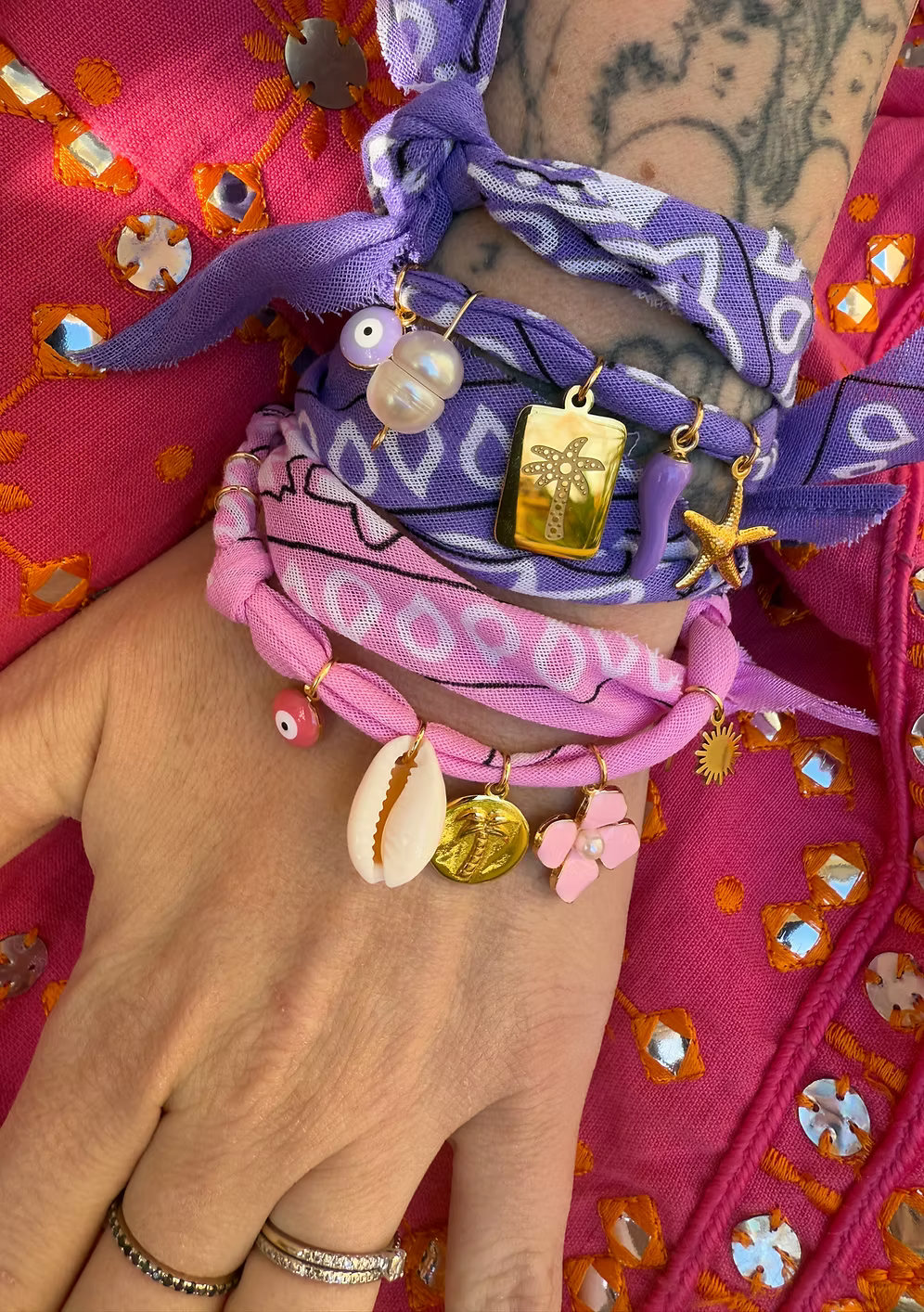 Collier Santa Giulia Palmier Carré Lilas